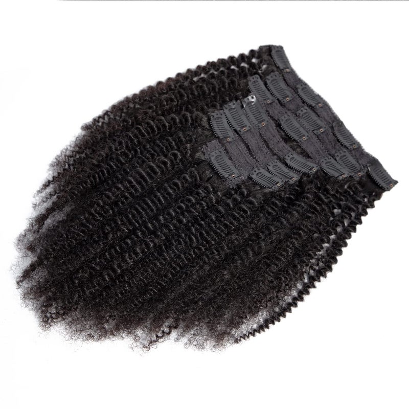 YOOONXI Kinky Curly Clip in Hair Extensions Real Human Hair 3C 4A Human Hair Clip in Extensions Double Weft Afro Kinky Curly Clip ins for Black Women Natural Color 7pcs 120g/Set 18Inch - Image 2